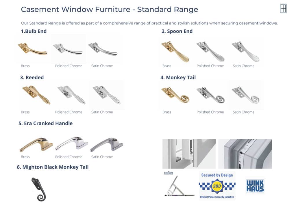 Casement Window Furniture - Standard Range
