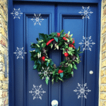 Victorian Wooden Front Door with Christmas Wreath