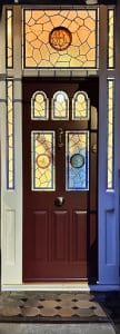 Stained glass in wooden London timber front doors
