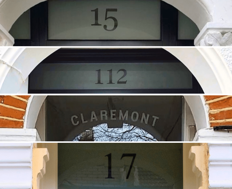 A selection of different fonts for timber front door fanlight numerals