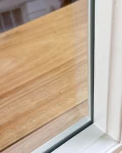 View of micro-pillars in vacuum glazing pane