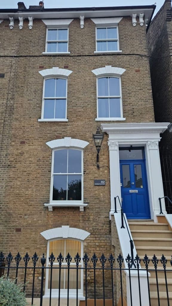 New Accoya sash windows in London Victorian townhouse with vacuum glazing
