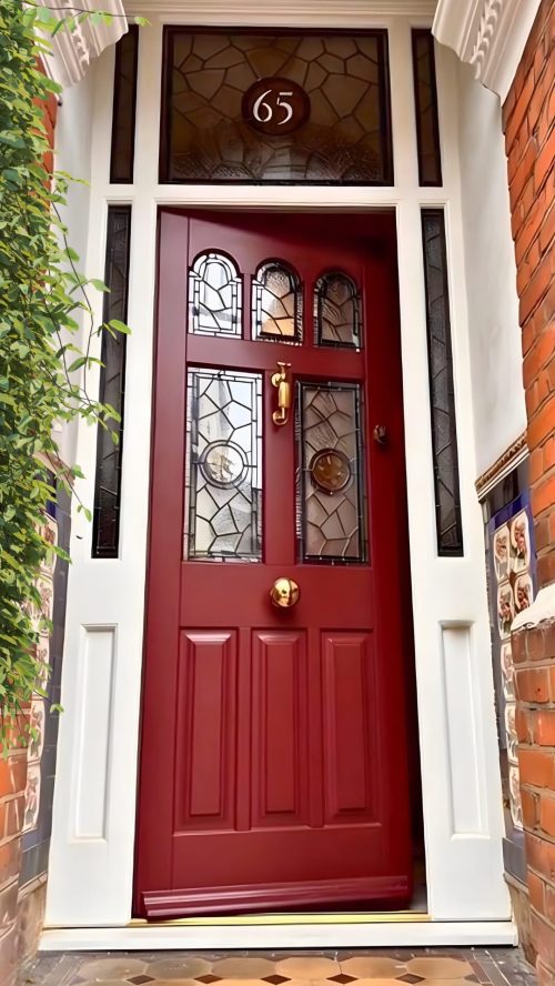 Stained glass in London timber front doors