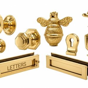 Classic front door ironmongery in polished brass