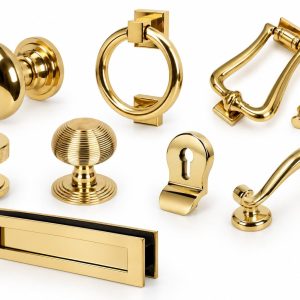 Deluxe front door ironmongery in polished brass